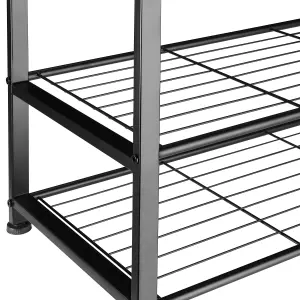 Shoe Rack Southampton - surface shelf and 2 grid shelves, industrial style - Industrial wood dark, rustic