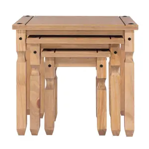 Payton 3 Piece Nest of Tables, Solid Pine, Corona Design Natural