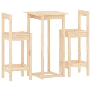 Berkfield 3 Piece Bar Set Solid Wood Pine