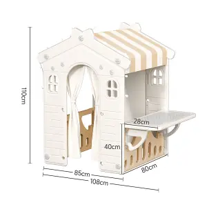 Plastic Playhouse for Kids Garden Pretend Play Games with Curtain Suitable for ages 2 to 4 Outdoor or Indoor