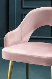 Dusty PInk Velvet Dining Chair, Versatile Velvet Upholstered Dining Table Chair, Tapered Living Room Chair