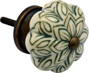 Nicola Spring - Floral Ceramic Cabinet Knobs - Pack of 6