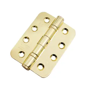 EAI 4" Fire Door Hinges 4" Stainless Steel Grade 13  - 102x76x3mm - RADIUS - PVD Brass - Pair - Including Screws