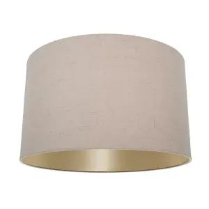 Modern Designer Taupe Textured Linen Lampshade with Inner Champagne Satin Fabric