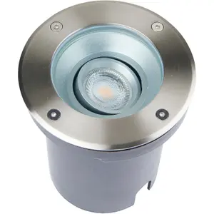 4 PACK Recessed Outdoor IP67 Round Ground Light - 50W GU10 - Stainless Steel