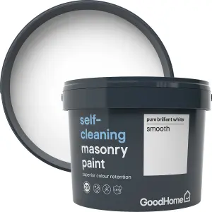 GoodHome Self-cleaning Pure brilliant white Smooth Matt Masonry paint, 10L Tub