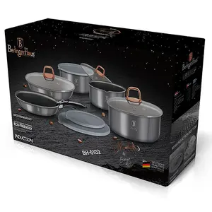 URBNLIVING Height 8.4cm Berlinger Haus 12Pc Moonlight Edition Space Saving Cookware Set Pots Pans Induction Lids Handle