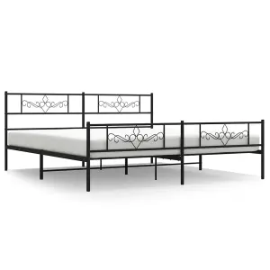 Berkfield Metal Bed Frame with Headboard and Footboard Black Super King Size