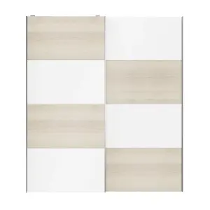 Atomia Panelled White oak effect 2 door Sliding Wardrobe Door kit (H)2250mm (W)2000mm