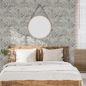 Arthouse Luxury Leaf Soft Silver Wallpaper