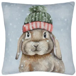 Winter Rabbit Printed Polyester Filled Cushion