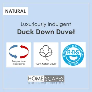 Homescapes Luxury White Duck Down 15 Tog All Seasons Duvet, Single