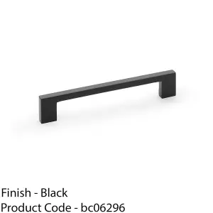 Slim Square Bar Pull Handle - Matt Black - 160mm Centres SOLID BRASS Drawer