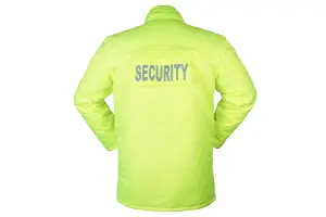 RAC3 Security Parka Jacket with Hood for Men, Water-Resistant, Windproof Design, "SECURITY" Print, Sizes S to 4XL (Yellow XXL)