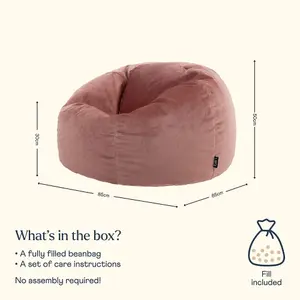 icon Aurora Classic Velvet Bean Bag Chair Dusk Pink Bean Bags