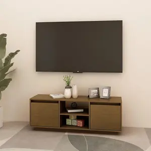 Berkfield TV Cabinet Honey Brown 110x30x40 cm Solid Pinewood