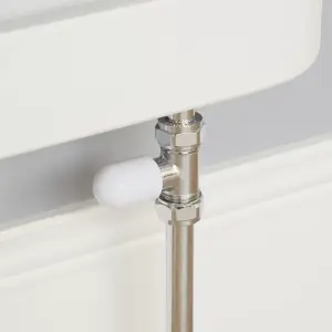 GoodHome Polished White Straight Thermostatic Radiator valve & lockshield (Dia)15mm x ½"