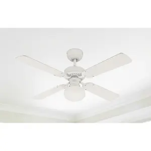 Romain 105cm Ceiling Fan White/White or Washed Pine