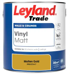 Leyland Trade Vinyl Matt Walls & Ceilings Emulsion Paint Molten Gold (PPG1214-7) 2.5L