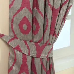 Homescapes Pink and Silver Ikat Jacquard Curtain Tie Back Pair