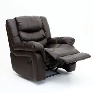 Seattle Manual Recliner Armchair Sofa Home Lounge Bonded Leather Chair (Brown)