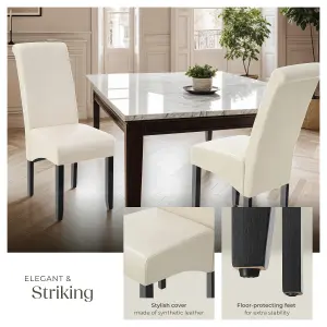 Dining Chair - ergonomic seat shape, high backrest, padded, faux leather - cream