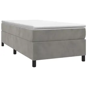 Berkfield Box Spring Bed Frame Light Grey 90x190 cm 3FT Single Velvet