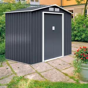 Costway 9 FT x 6 FT Outdoor Storage Shed Tool Storage House with Double Sliding Door