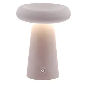 Designer Soft Grey Felt Rechargeable Lamp with Donut Shade 3-Way Touch Dimmable