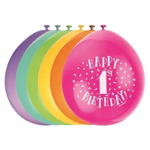 Unique Party Latex 1st Birthday Balloons (Pack of 10) Multicoloured (One Size)