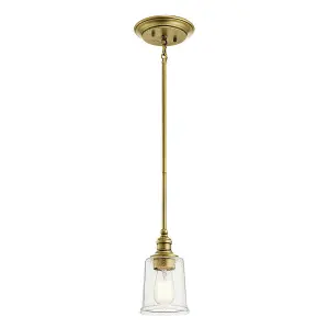 1 Bulb Ceiling Pendant Light Fitting Natural Brass LED E27 60W Bulb