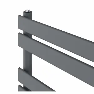 Right Radiators Prefilled Thermostatic Electric Heated Towel Rail Flat Panel Bathroom Ladder Warmer - Anthracite 800x600 mm