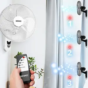 Duronic FN55 WE Wall Mounted Fan, Oscillating/Rotating 16 Inch Head, 60W Power - 3 Speeds, Timer Function, Remote Control (white)