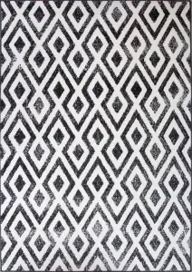 Black White Monochrome Diamond Geometric Area Rug 190x280cm