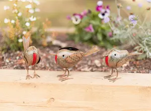 3x Robin Redbreast Metal Ornaments