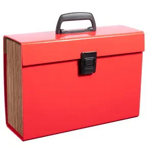 Hardys 19 Pocket Expanding A4 Box File Organiser Paper Documents Foolscap Folder Case - Red