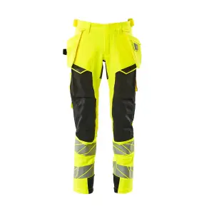 Mascot Accelerate Safe Trousers with Holster Pockets - Hi-Vis Yellow/Black   (52.5) (Leg Length - Regular)