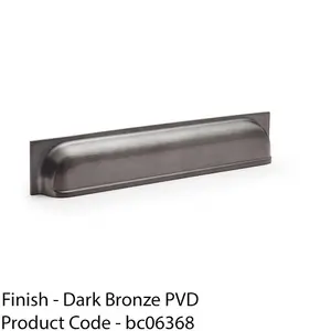 Backplate Cup Handle - Dark Bronze 203mm Centres Solid Brass Shaker Drawer Pull