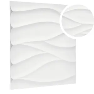 3D Wall Panels Adhesive Included - 6 Sheets Cover 16.15ft²(1.5m²) Interior Cladding Panels - Wavy Wave Effect Design Matte White