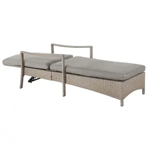 Sun Lounger with Cushion PE Rattan Taupe VASTO