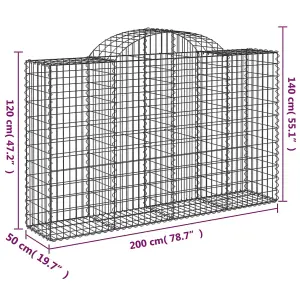 Berkfield Arched Gabion Baskets 5 pcs 200x50x120/140 cm Galvanised Iron