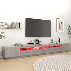 Berkfield TV Cabinet with LED Lights Concrete Grey 300x35x40 cm