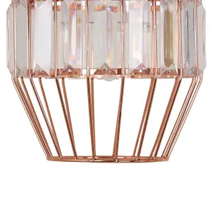 First Choice Lighting Set of 2 Beaded Copper Cage Pendant Shade with Clear Prism Detail