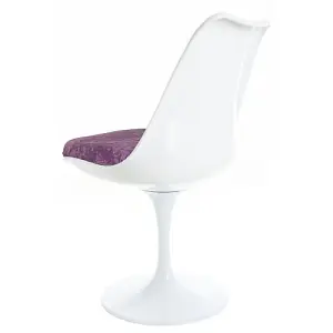 White Tulip Dining Chair with Luxurious Purple Cushion