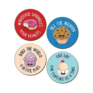 Grindstore Bake The World A Better Place 4 Piece Coaster Set Multicoloured (One Size)