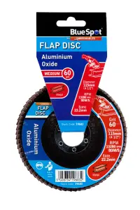 Blue Spot Tools - 115mm (4.5") 60 Grit Aluminium Oxide Flap Disc (Header Card)