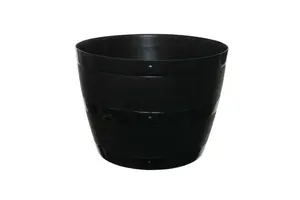 4x Large Black Barrel Planter Round Plastic Plant Pot 50cm Patio Garden Flower Tub