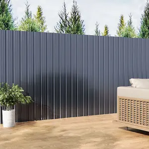 12pcs Steel Corrugated Panels Metal Panels for Outdoor Roofing Sheet, Grey