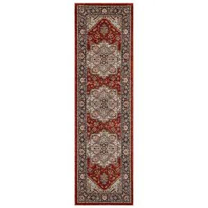 Luxurious Easy to Clean Bordered Floral Traditional Red Persian Rug for Living Room & Bedroom-200cm X 285cm