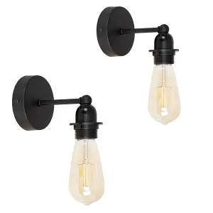 ValueLights Cambourne Black Indoor Wall Light and E27 Pear LED 4W Warm White 2700K Bulb